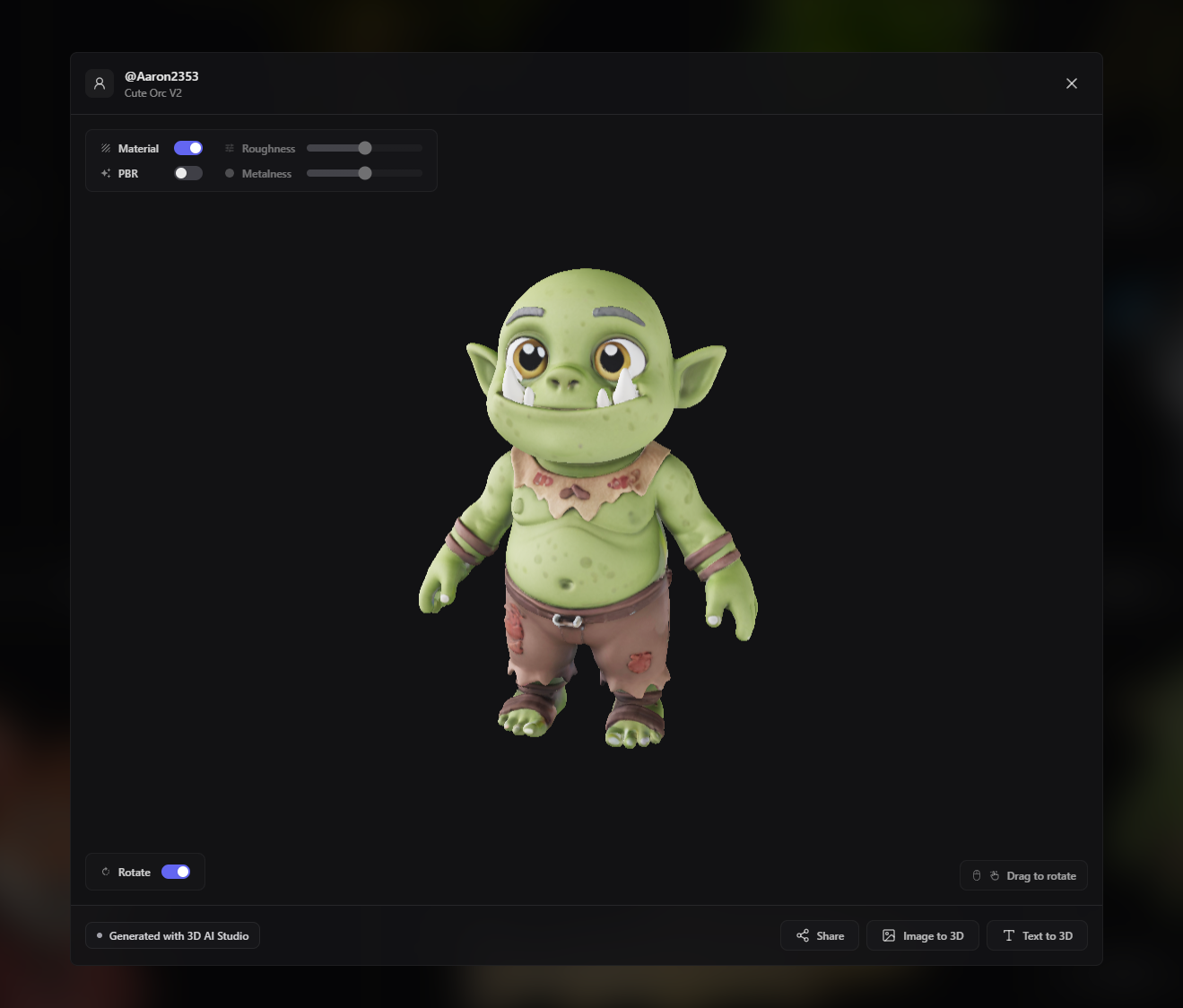 3D AI Studio generating chibi goblin model