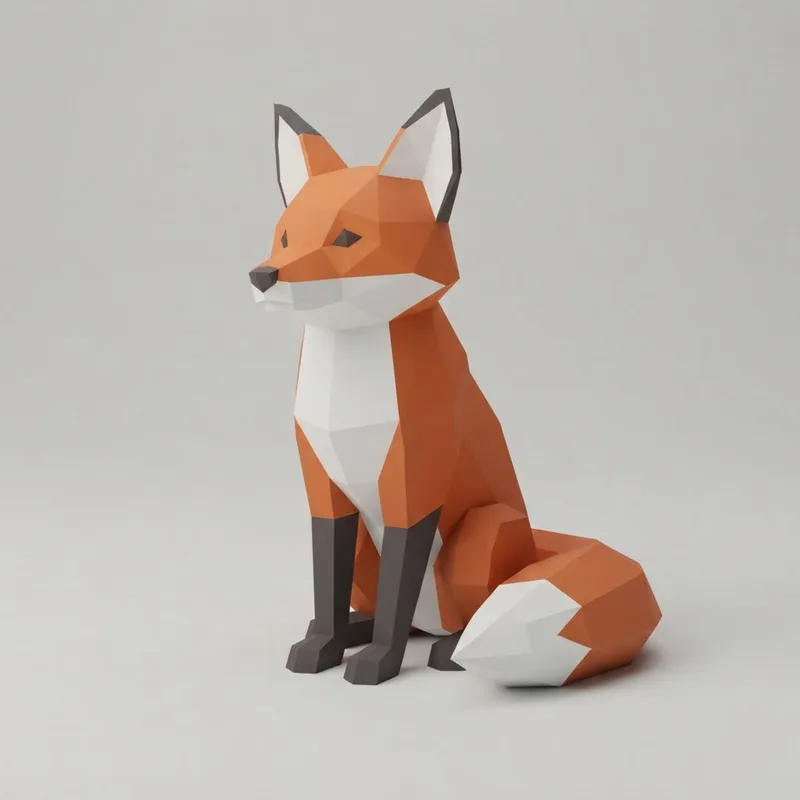 Low poly fox low poly style render from Image Studio