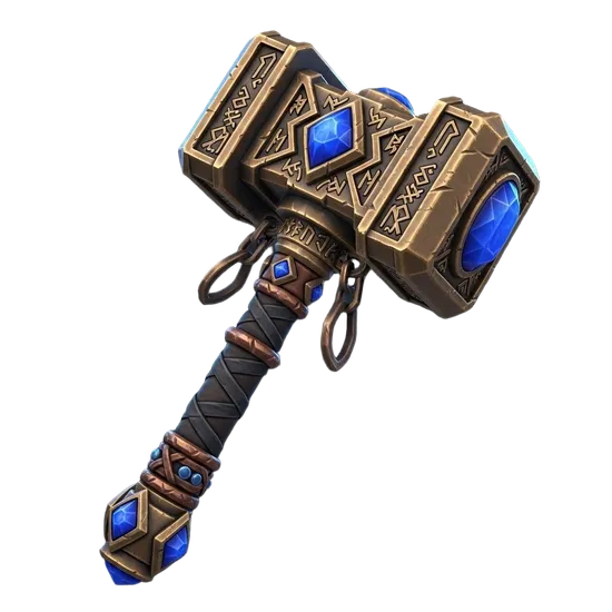 Dwarven hammer 3D model before AI remeshing and polygon optimization