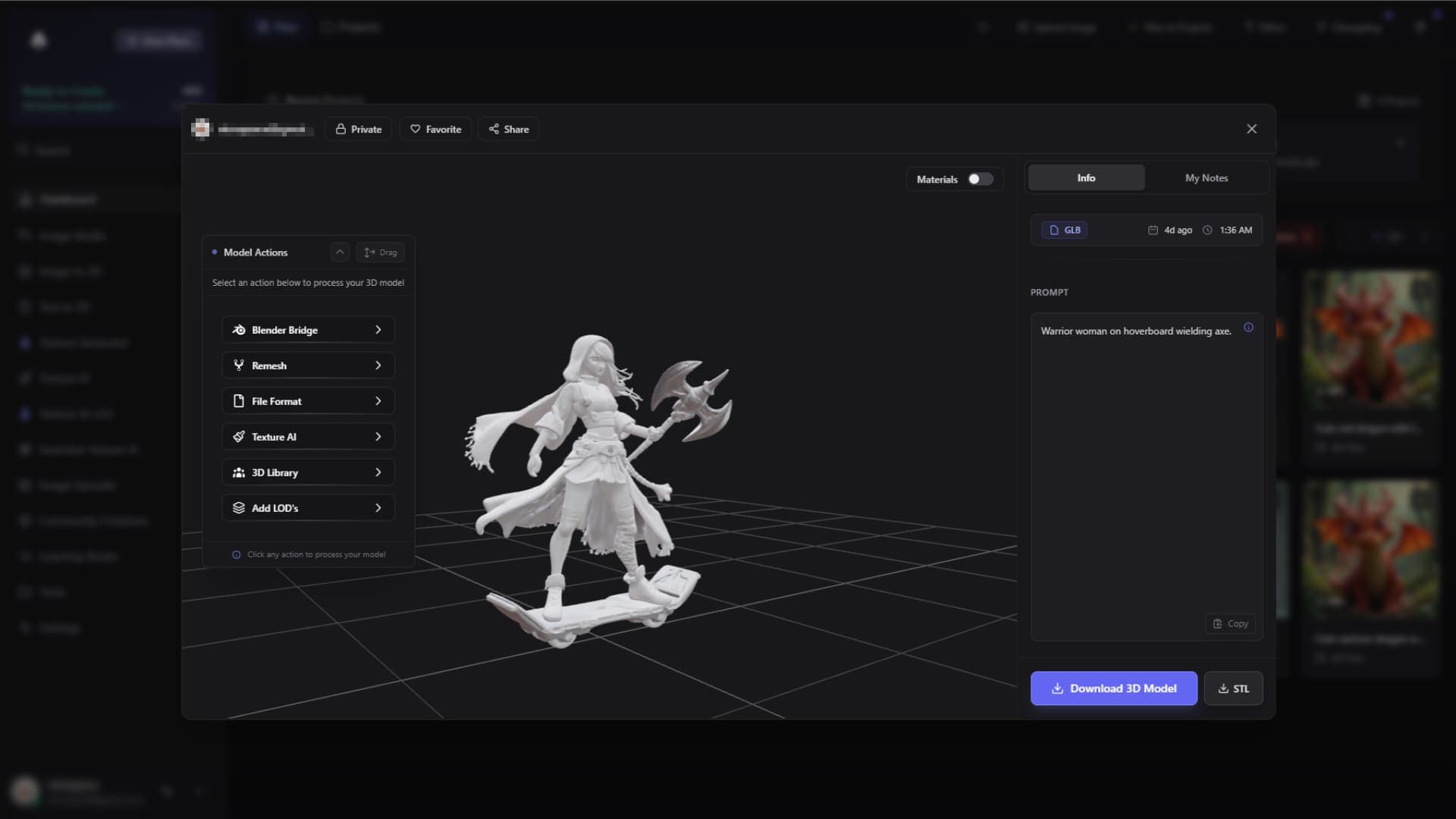 Process Modal for a 3D Model - 1