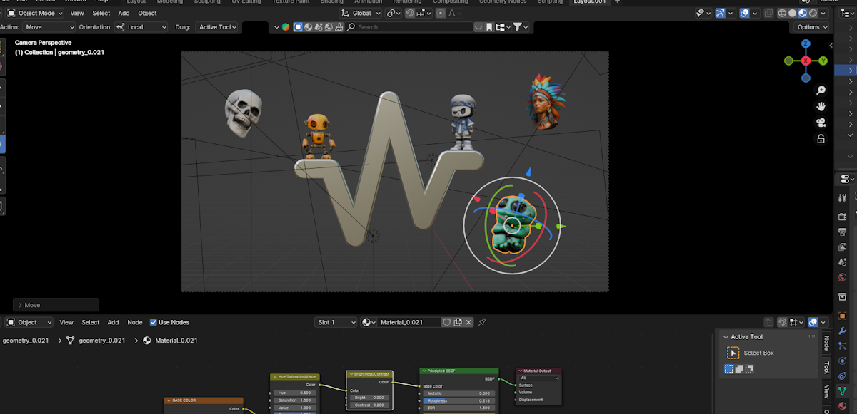 Blender interface with imported 3D model