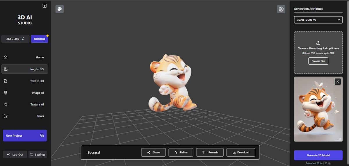 3D AI Studio Interface