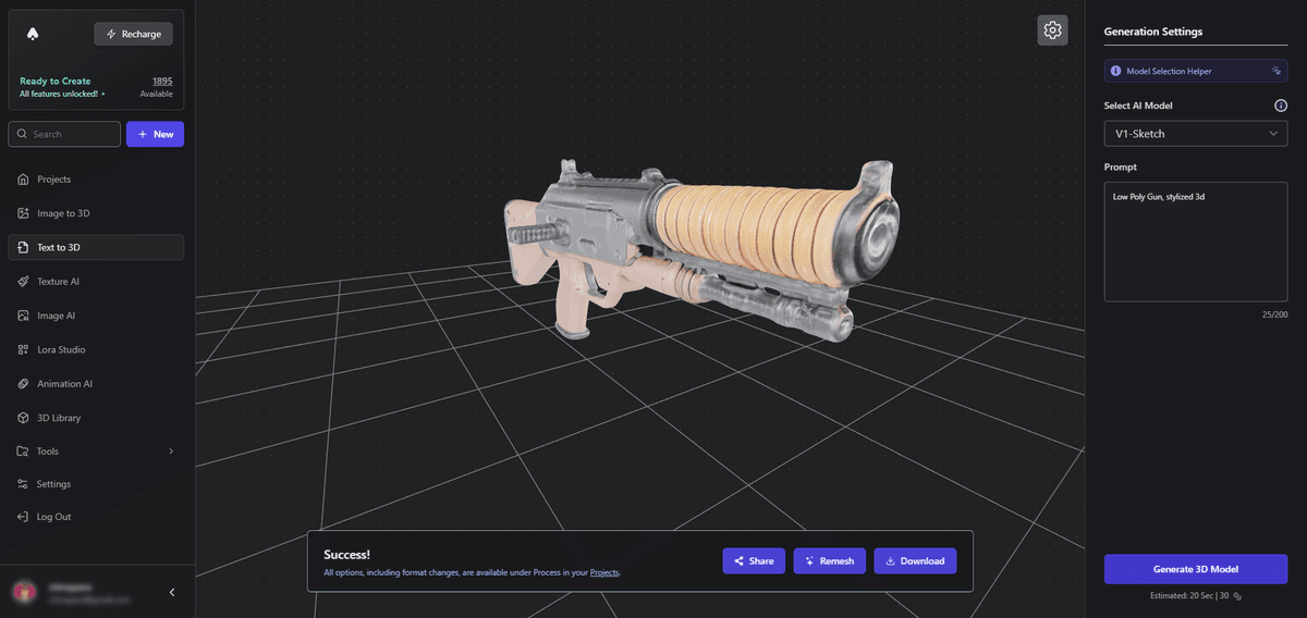 Low Poly Gun Example