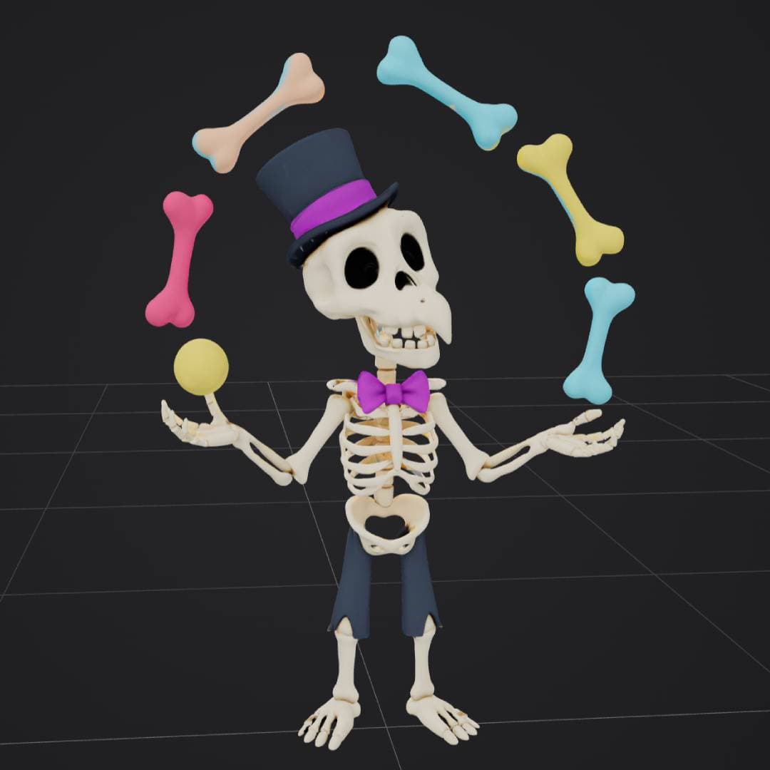 Cartoon skeleton juggler generated by AI
