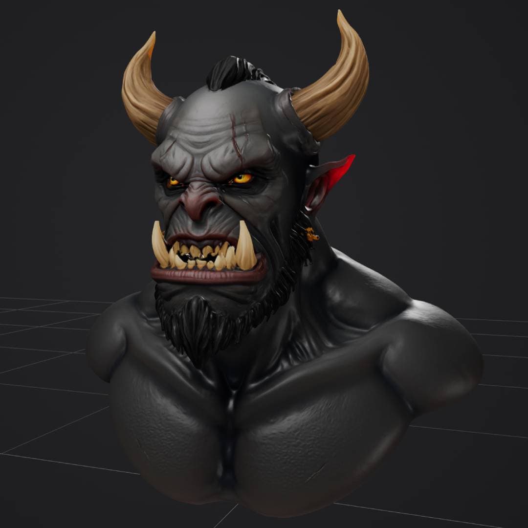 Dark fantasy orc bust generated by AI