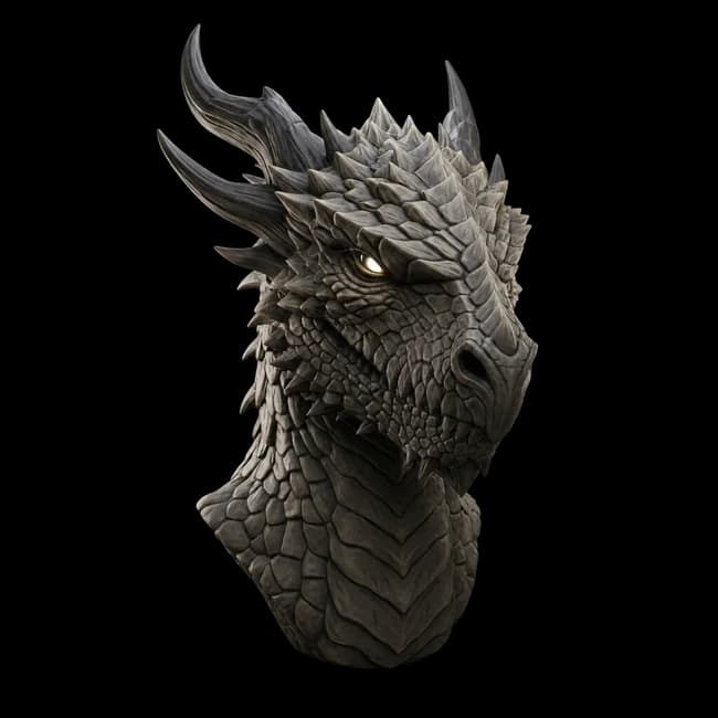 AI generated 3D dragon head bust