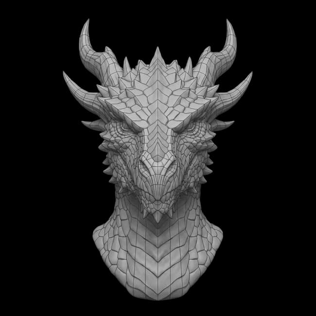 Wireframe of 3D dragon head