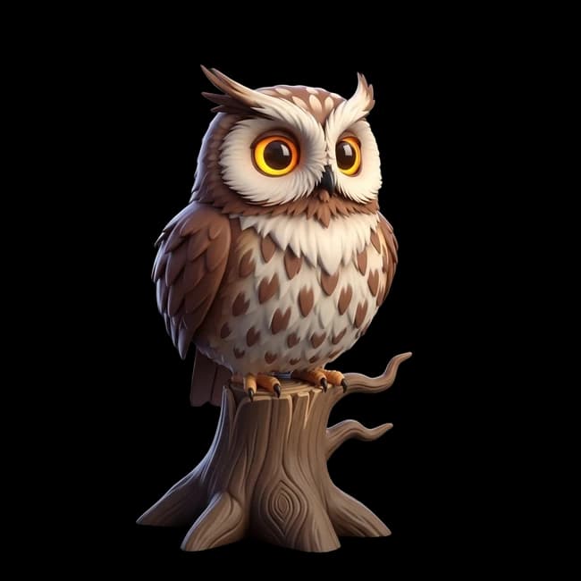 AI-generated 3D owl model