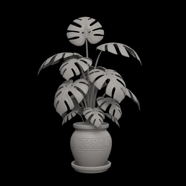 AI generated 3D stylized ornate potted plant