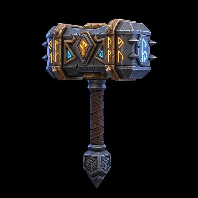 AI generated 3D dwarven warhammer