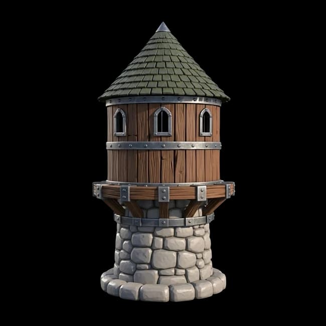 AI generated 3D fantasy watchtower