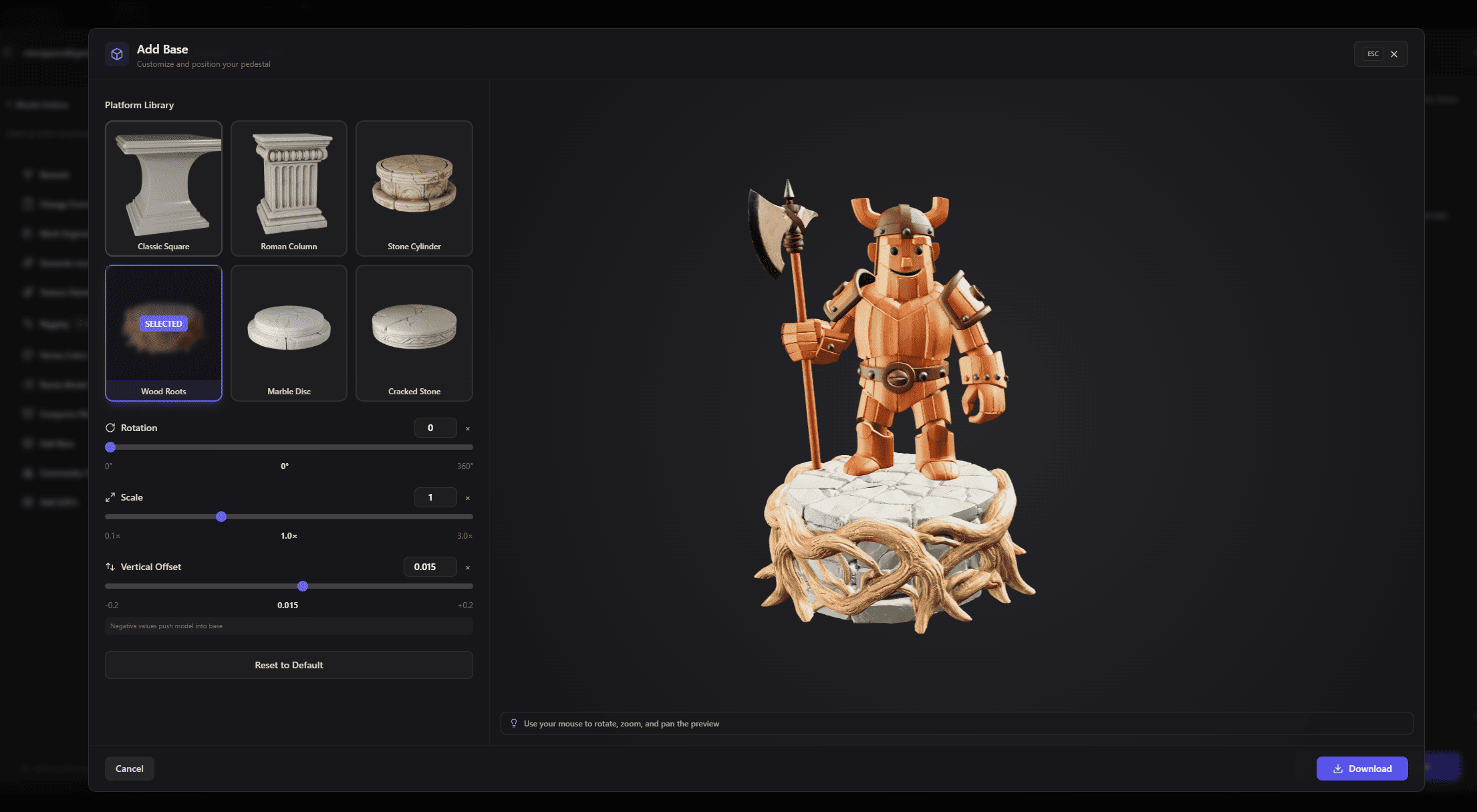 Add Base Tool - Classic Stone Base Example