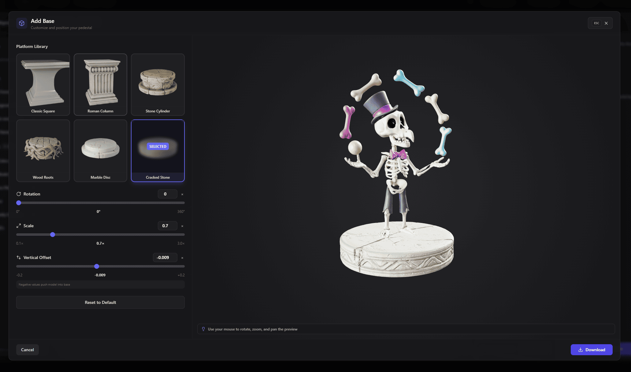 Add Base Tool - Marble Disc Display Example