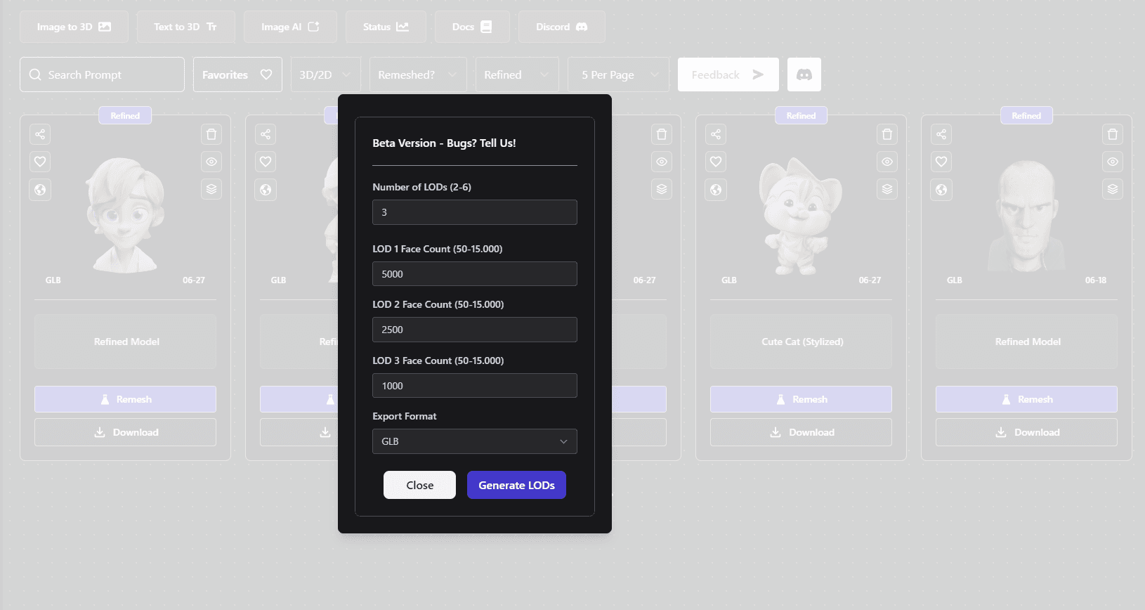LOD example showing different detail levels