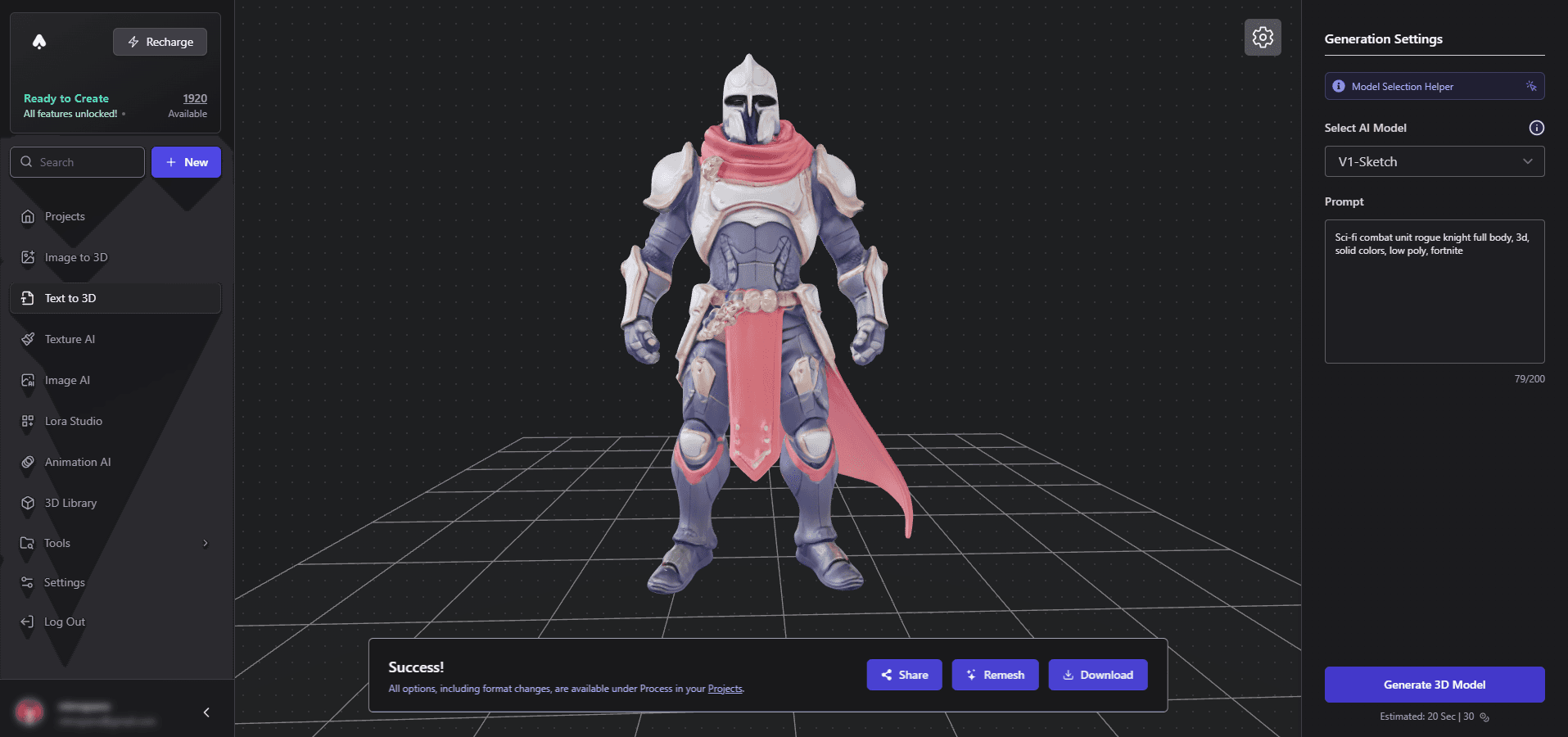 Text to 3D Example